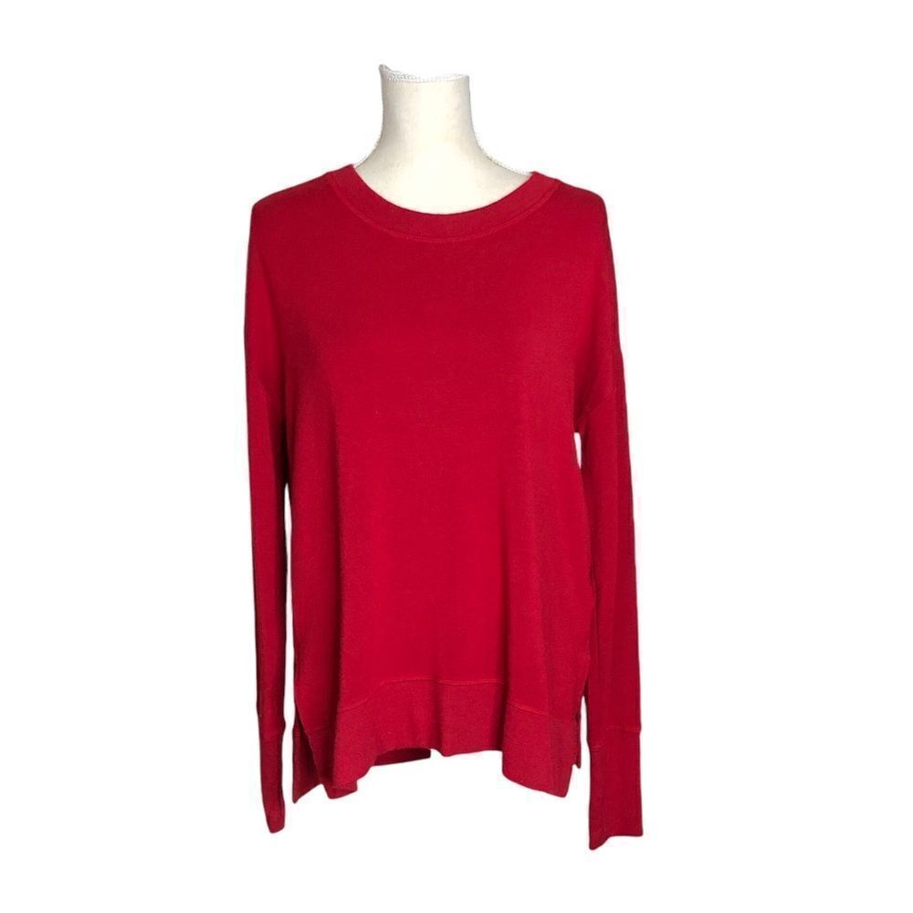Athleta Sweater Long Line Round Neck Pullover Red Size Medium